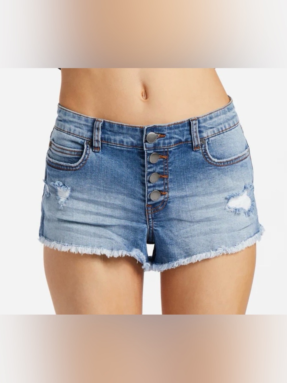 NWT Billabong Sz 27 High Rise Denim Cutoff Shorts Distressed Summer Festival